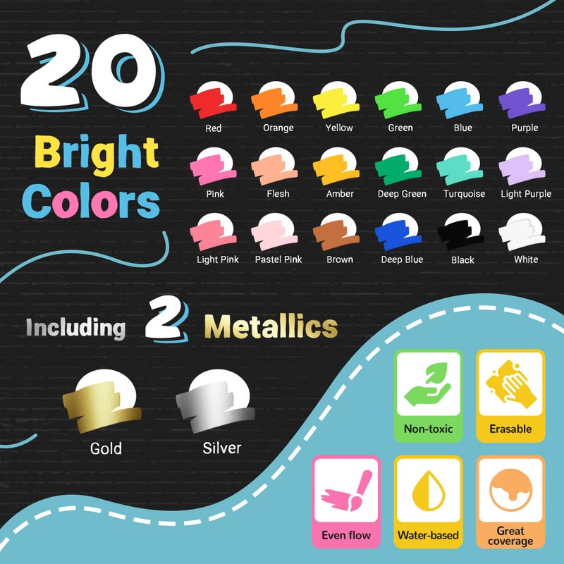 SRUOLOC Window Chalk Markers for Glass Washable, 20 Colors Jumbo Liquid Chalk Marker with 10mm 3 in 1 Nib Thick Wide Tips, Big Chalkboard Markers, Car Paint Pen for Auto, Bistro, Mirror, Poster, Blackboards - Image 3